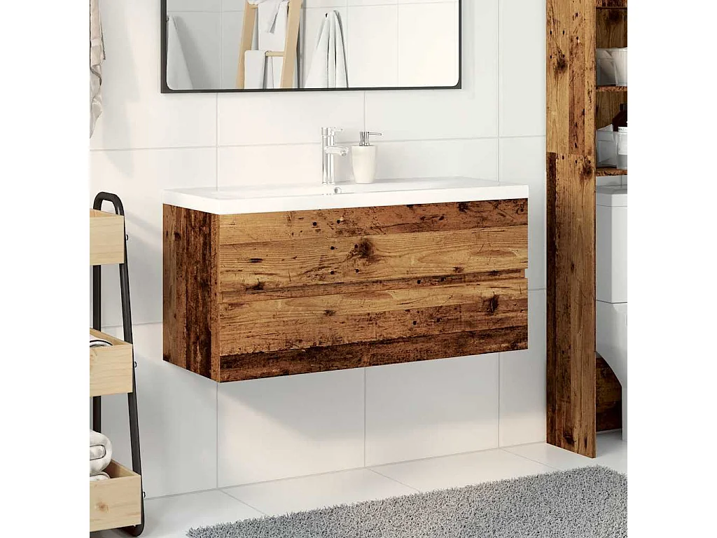 Meuble avec vasque intégrée vieux bois 101x39,5x49 cm