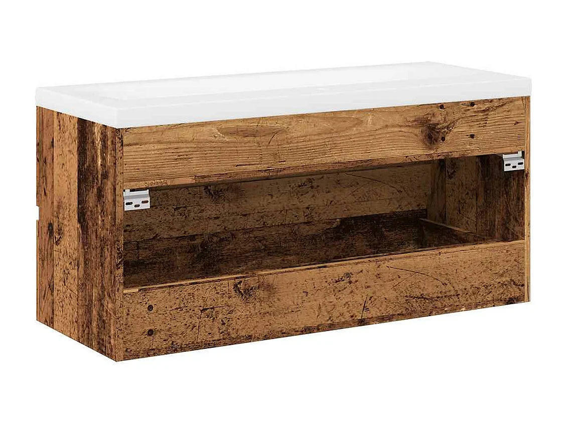 Meuble avec vasque intégrée vieux bois 101x39,5x49 cm