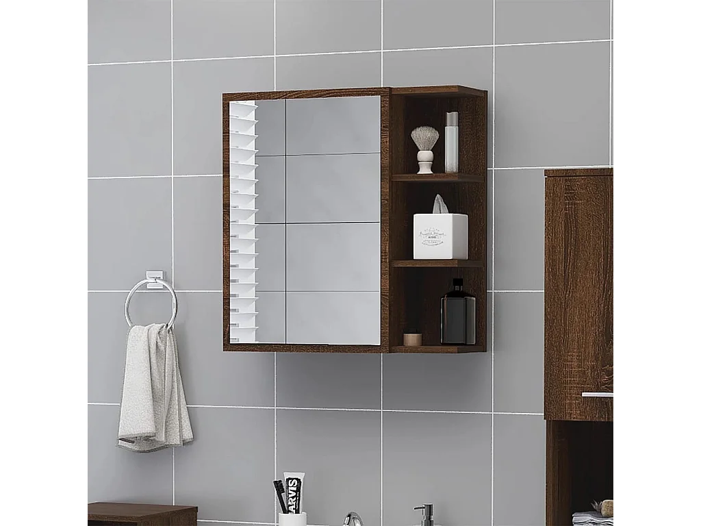 Armário espelhado derivados de madeira carvalho castanho