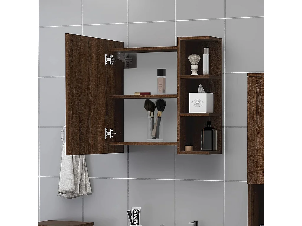 Armário espelhado derivados de madeira carvalho castanho