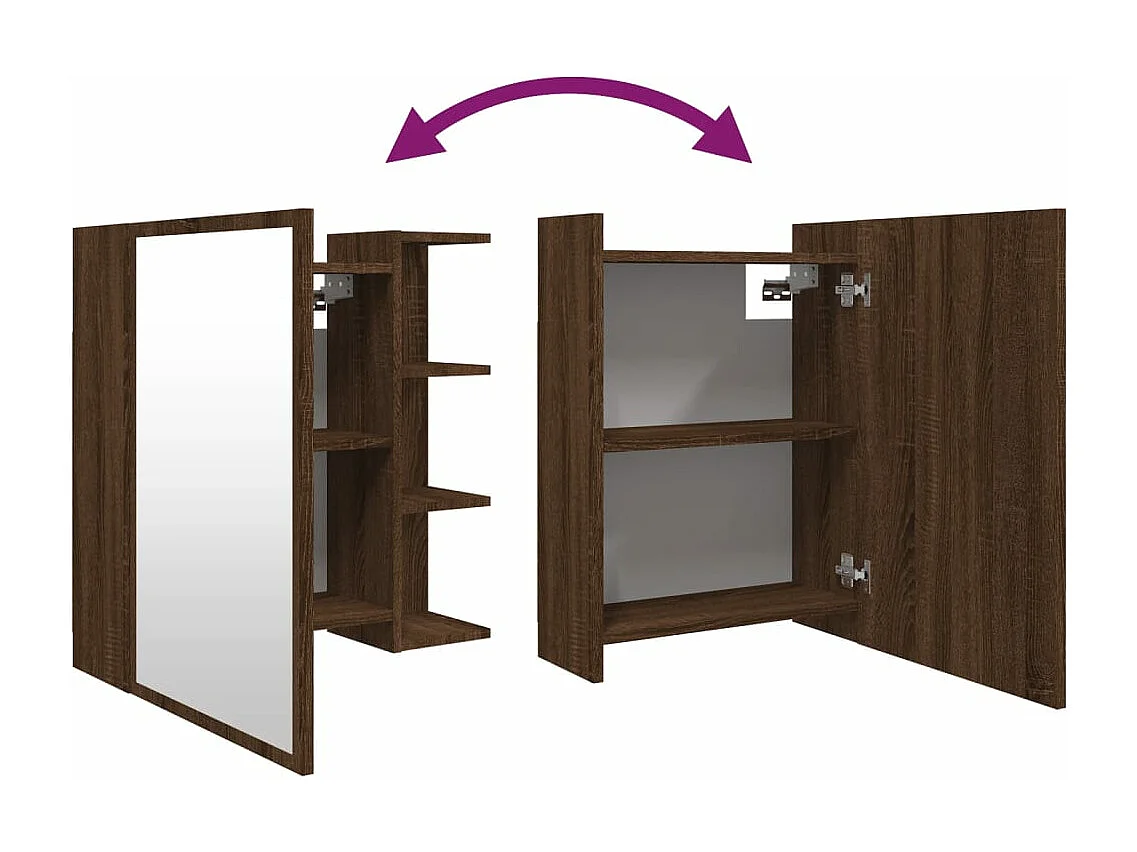 Armário espelhado derivados de madeira carvalho castanho