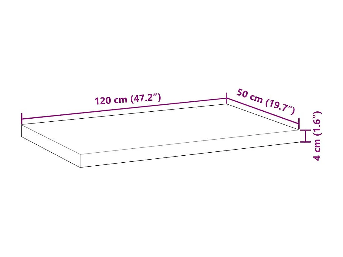 Dessus de meuble de salle de bain non traité bois d'acacia