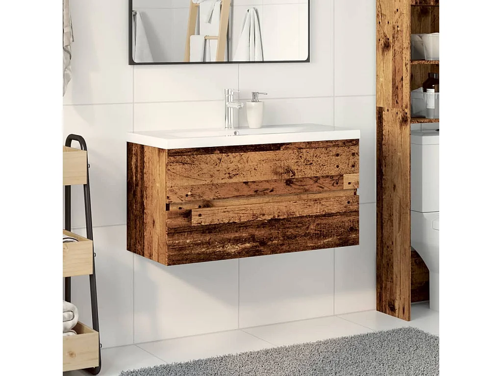 Mueble con lavabo integrado madera envejecida 91x39,5x49 cm