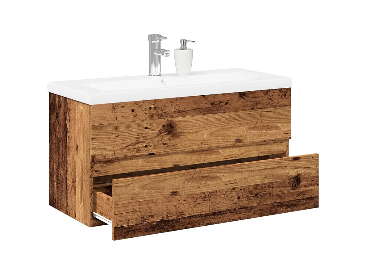 Mueble con lavabo integrado madera envejecida 91x39,5x49 cm