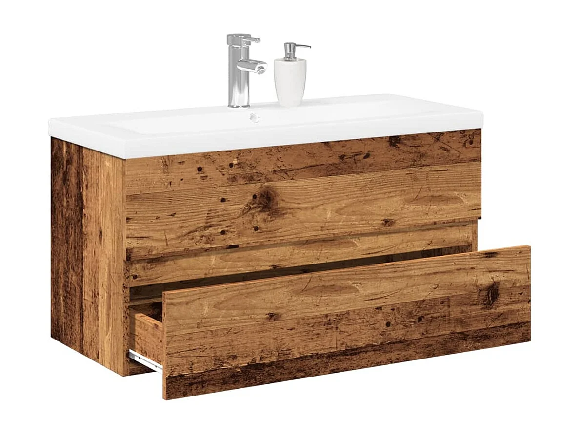 Mobile Bagno con Lavabo Integrato Legno Antico 91x39,5x49 cm