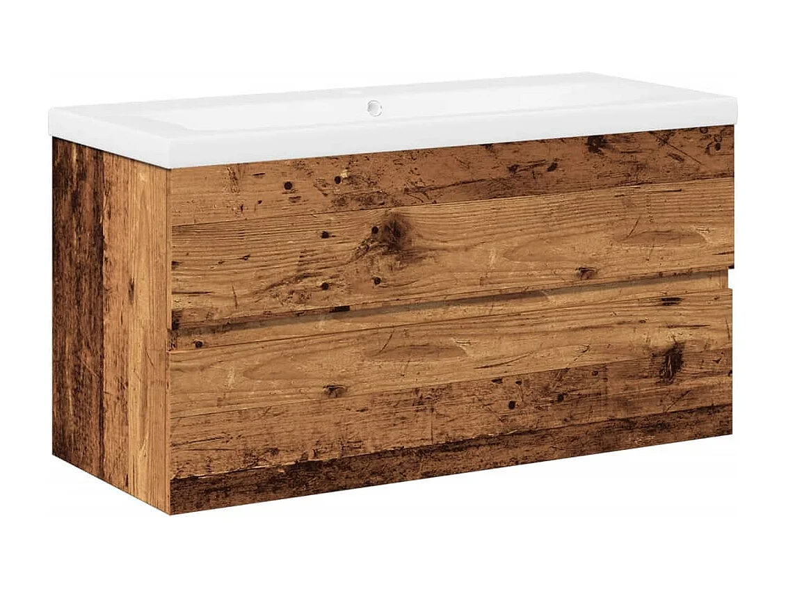 Mobile Bagno con Lavabo Integrato Legno Antico 91x39,5x49 cm