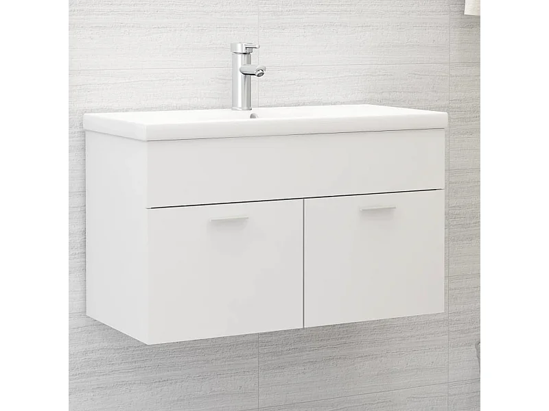 Mobile con Lavabo Integrato Bianco in Legno Multistrato