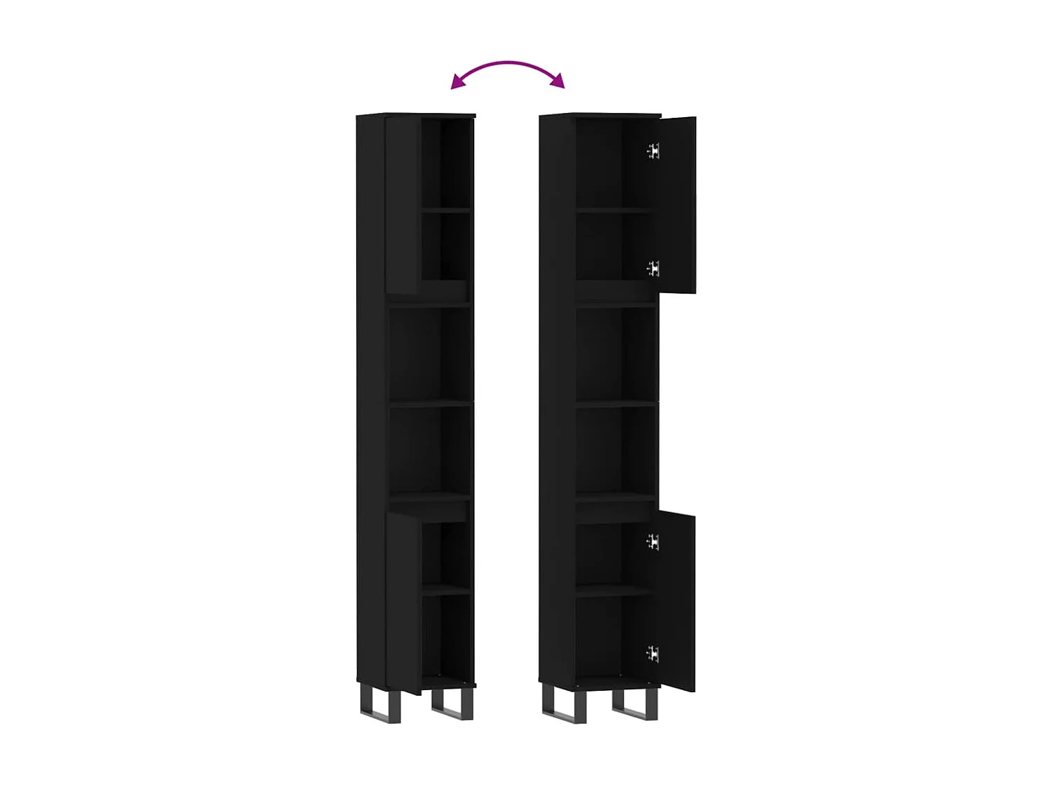 Armoire de salle de bain noir 30x30x190 cm bois d'ingénierie