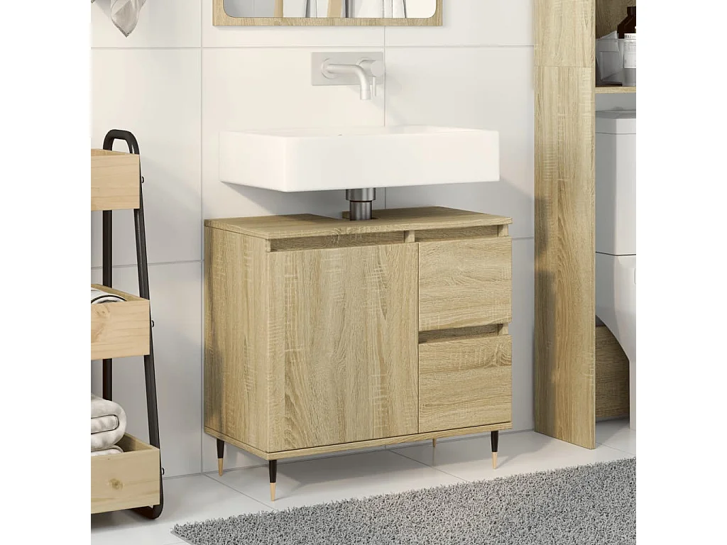 Mobile Lavabo da Bagno Rovere Sonoma 65x33x60 cm in Truciolato
