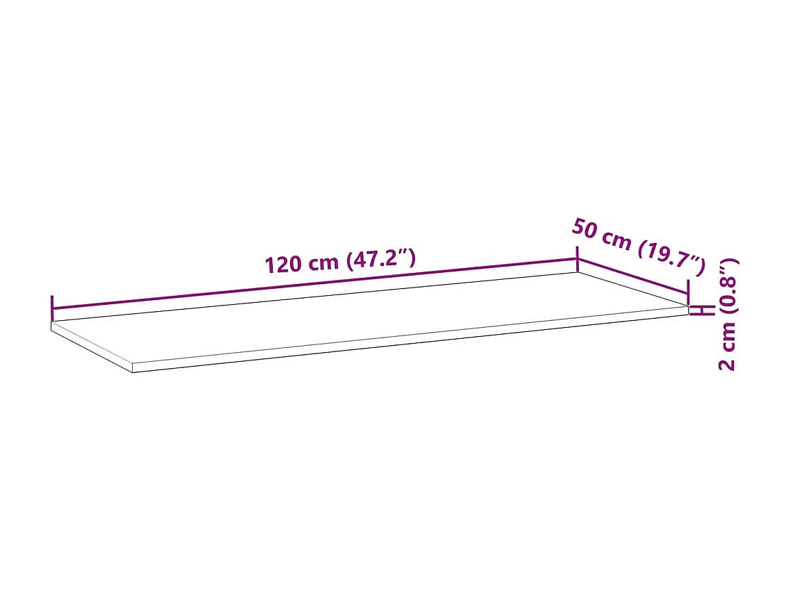 Piano da Bagno Finitura a Olio 120x50x2 cm in Legno di Acacia