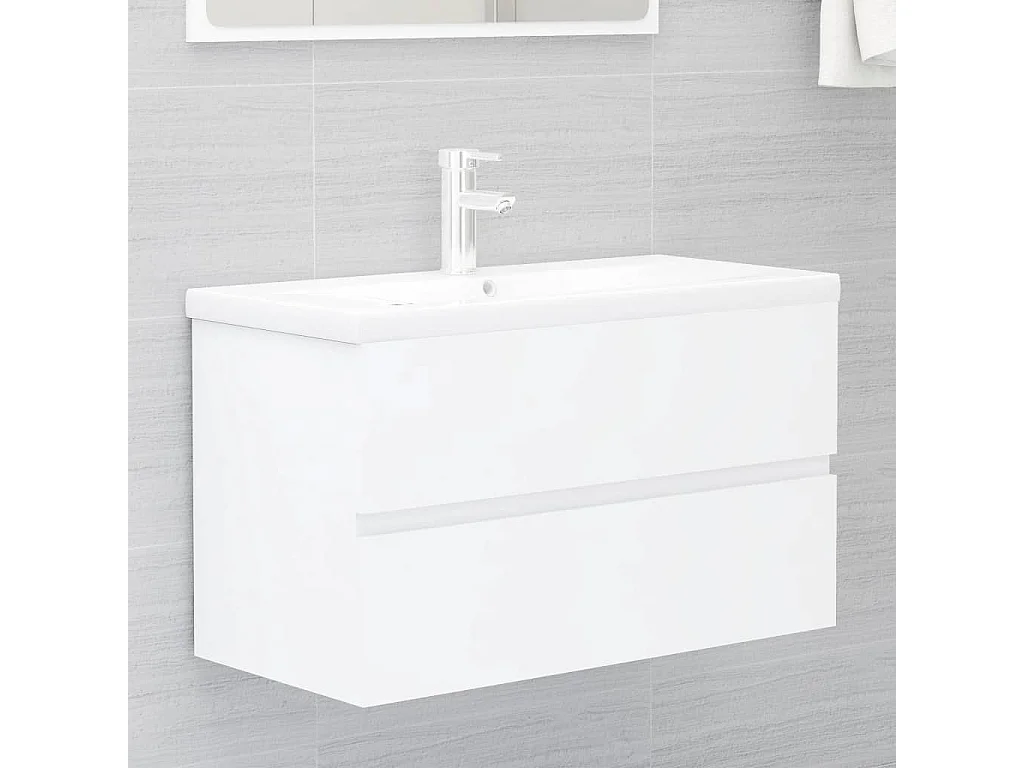 Mobile con Lavabo Integrato Bianco in Legno Multistrato