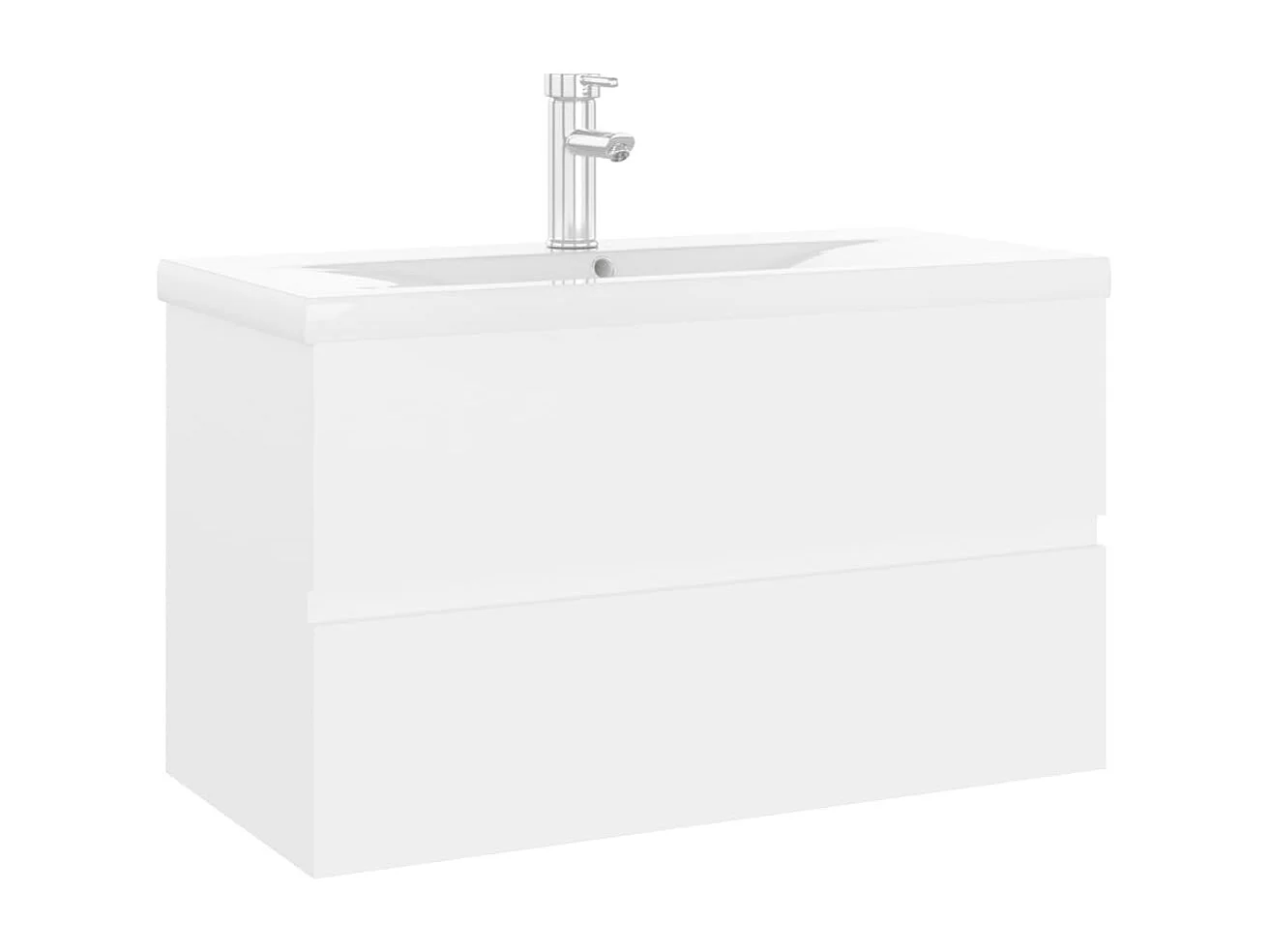 Mobile con Lavabo Integrato Bianco in Legno Multistrato