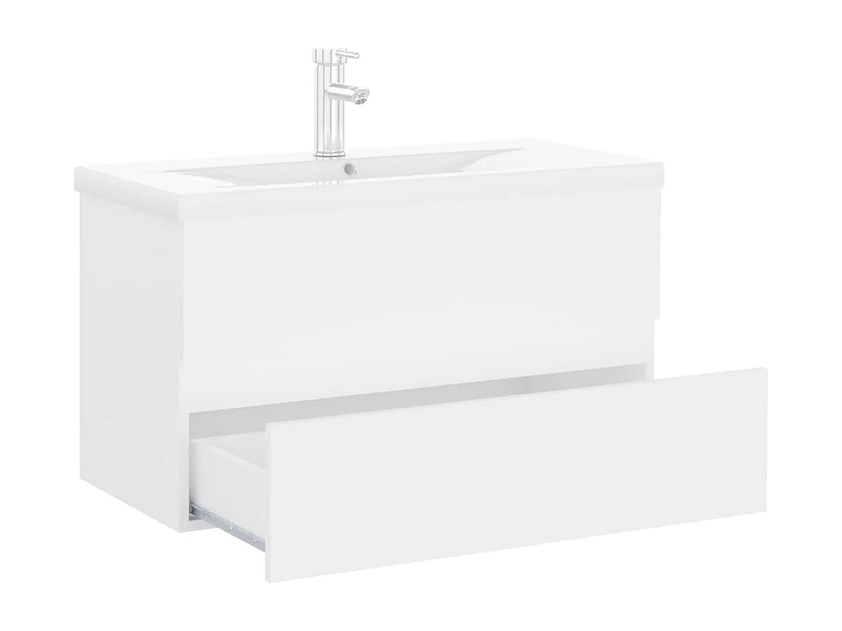Mobile con Lavabo Integrato Bianco in Legno Multistrato