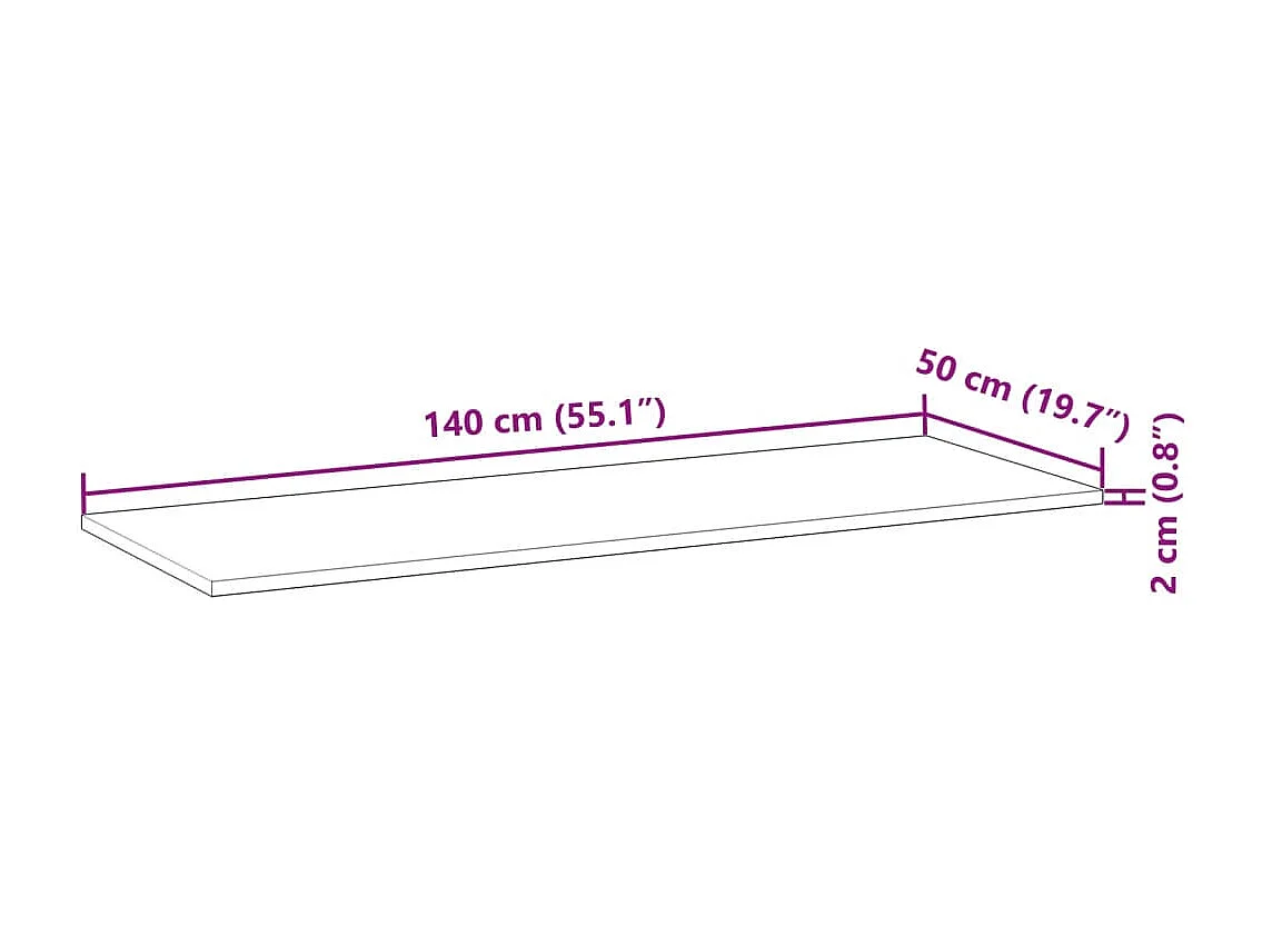 Piano da Bagno Finitura a Olio 140x50x2 cm in Legno di Acacia