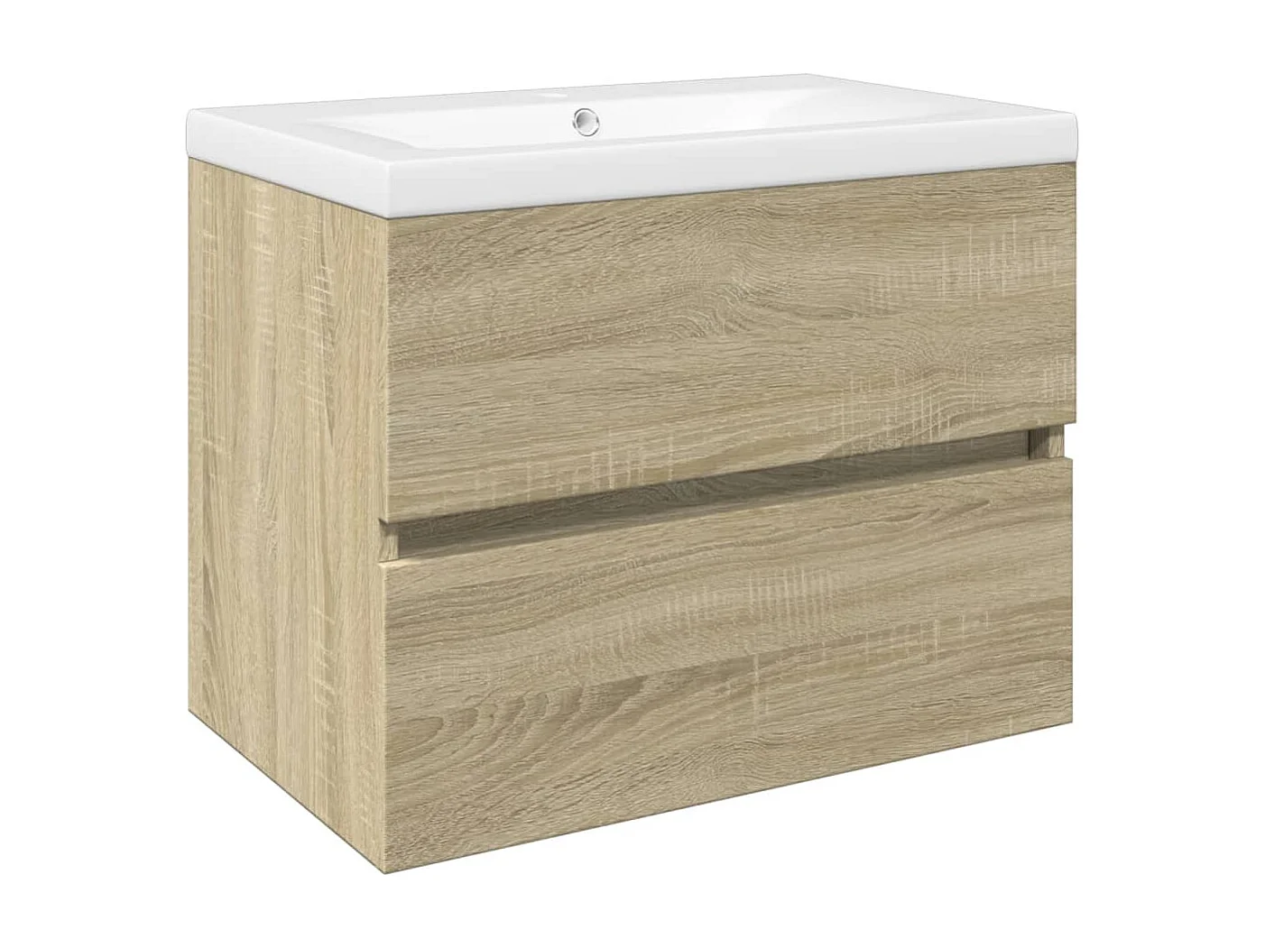 Set de muebles de baño 2 pzas cerámica y madera de ingeniería