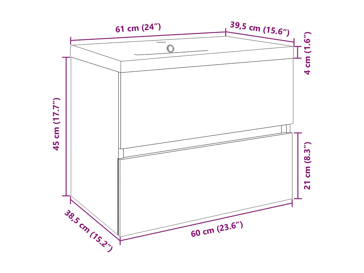 Ensemble de meubles de bain 2pcs céramique et bois d'ingénierie