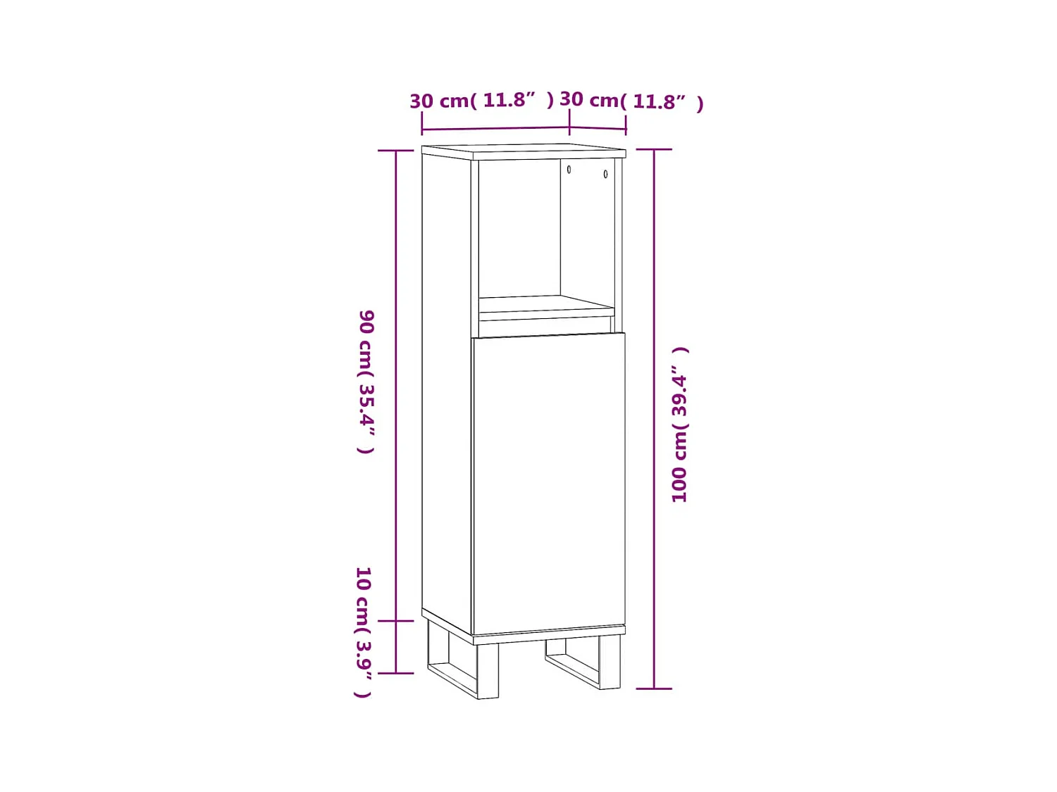 Armoire de bain chêne marron 30x30x100 cm bois d'ingénierie