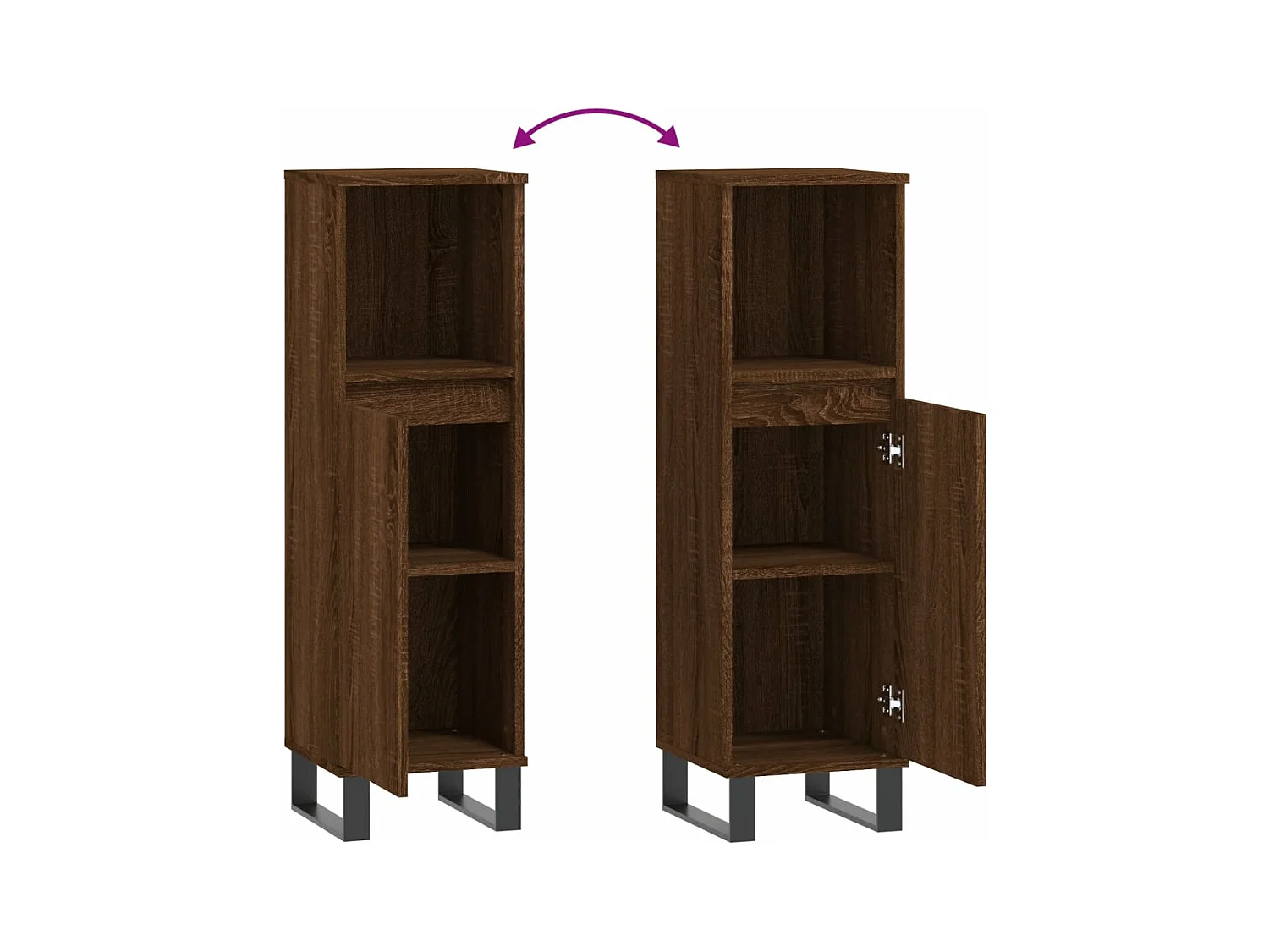 Armoire de bain chêne marron 30x30x100 cm bois d'ingénierie