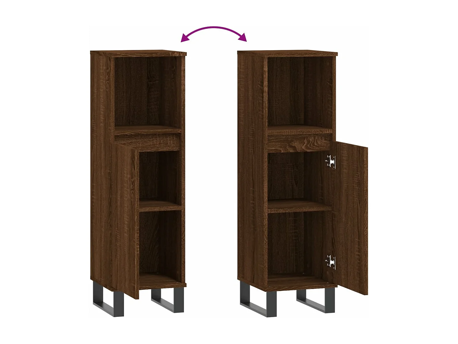 Armoire de bain chêne marron 30x30x100 cm bois d'ingénierie