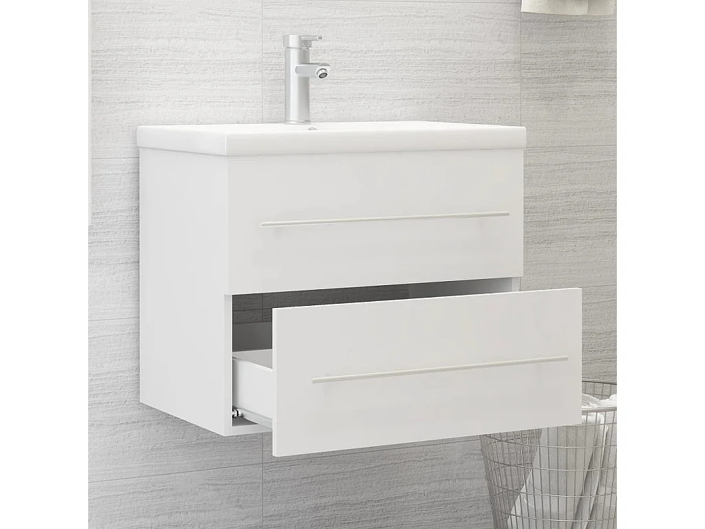 Armário com lavatório embutido derivados de madeira branco