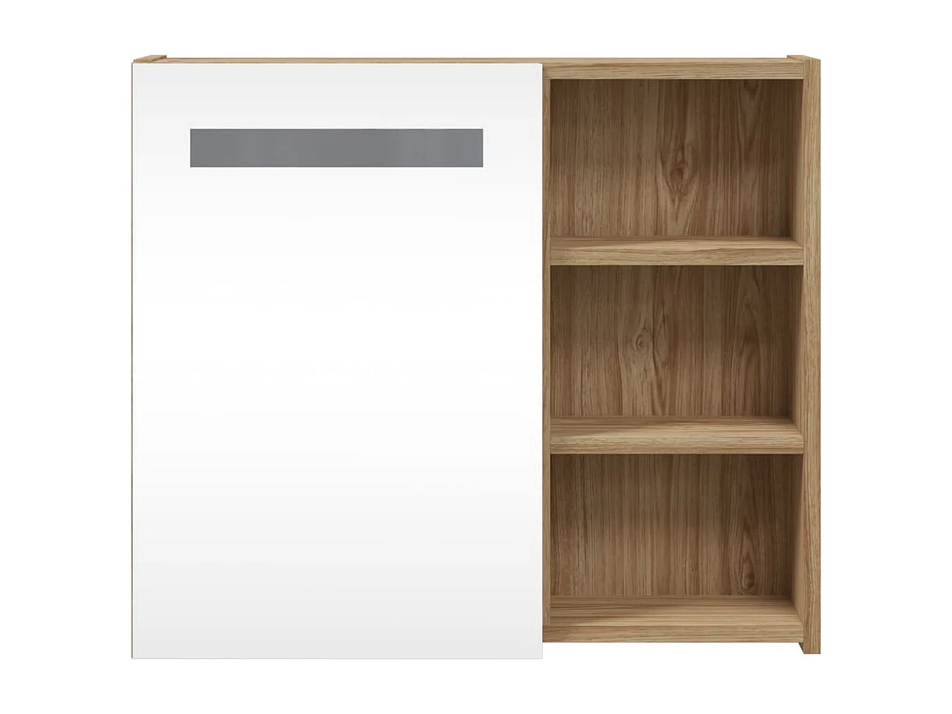 Armadietto Bagno con Specchio e LED Rovere 60x13x52 cm