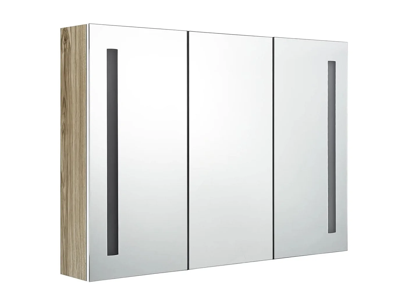 Armoire de salle de bain à miroir LED 89x14x62cm blanc et chêne
