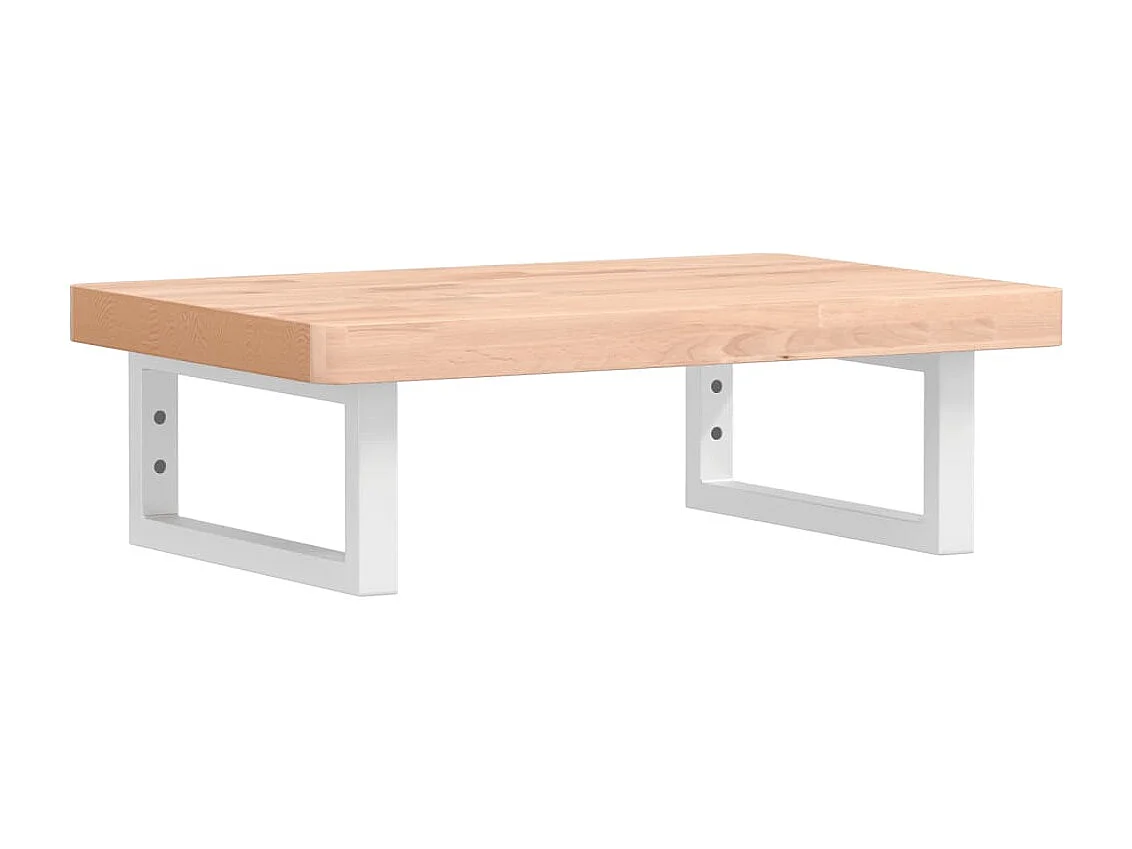 Waschbeckenregal Wandmontage Stahl und Massivholz Buche