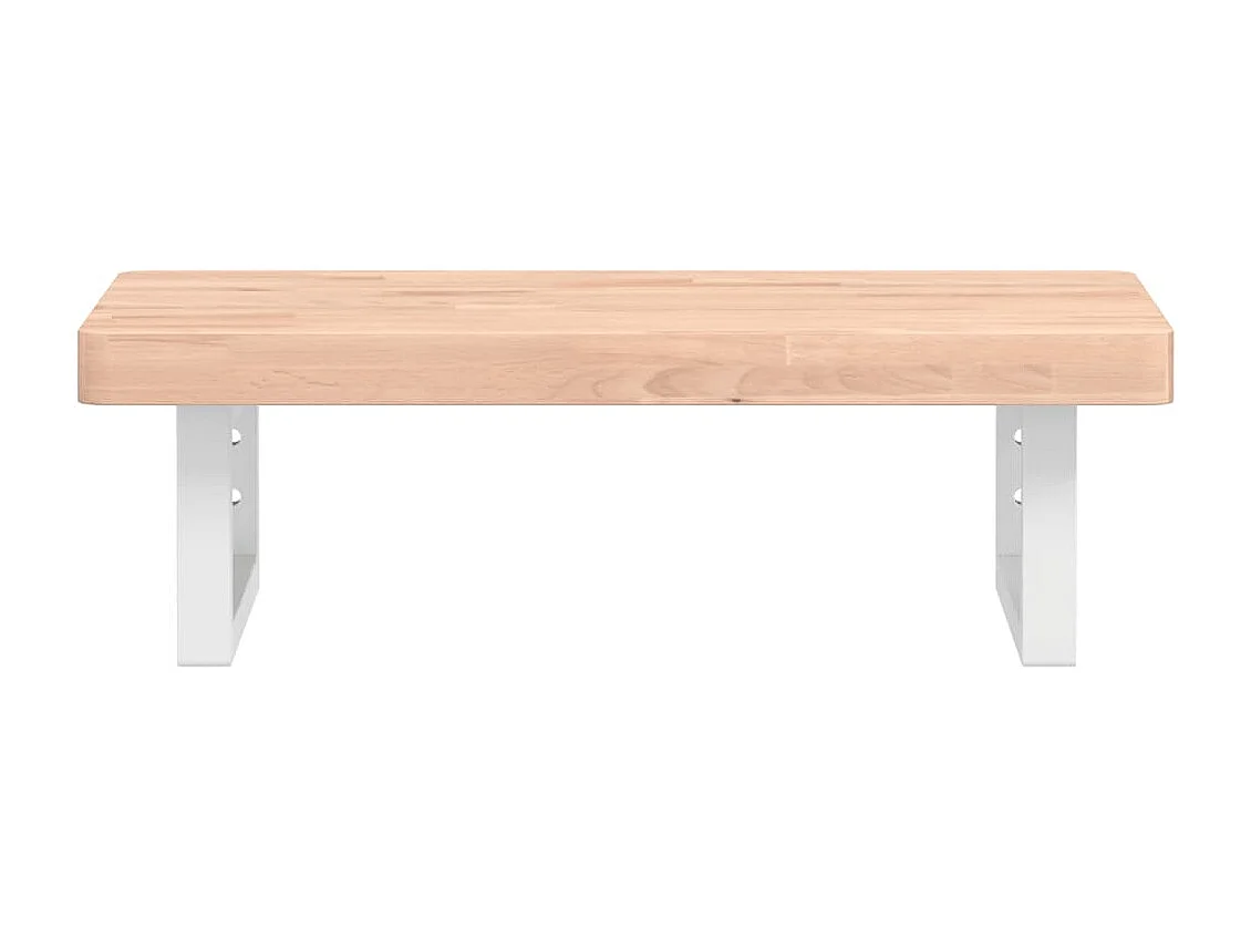 Waschbeckenregal Wandmontage Stahl und Massivholz Buche