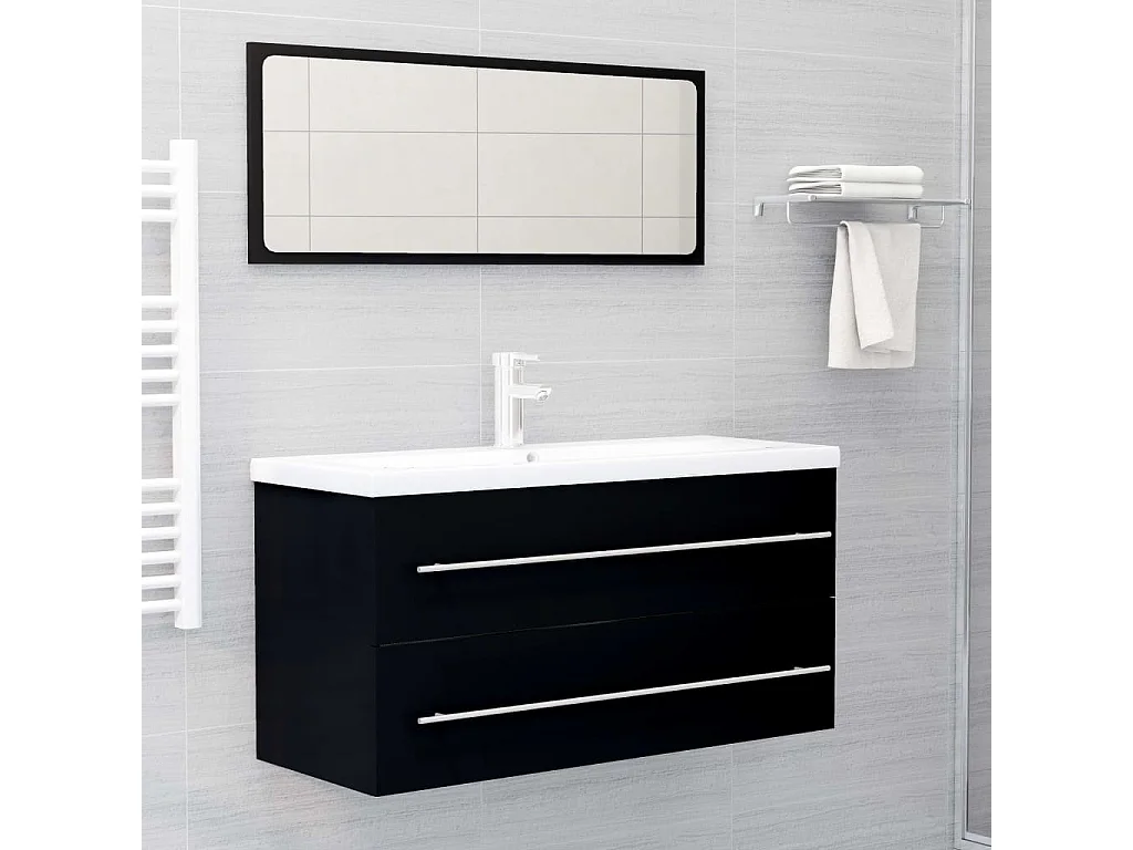 Waschbeckenschrank Schwarz 100x38,5x48 cm Holzwerkstoff