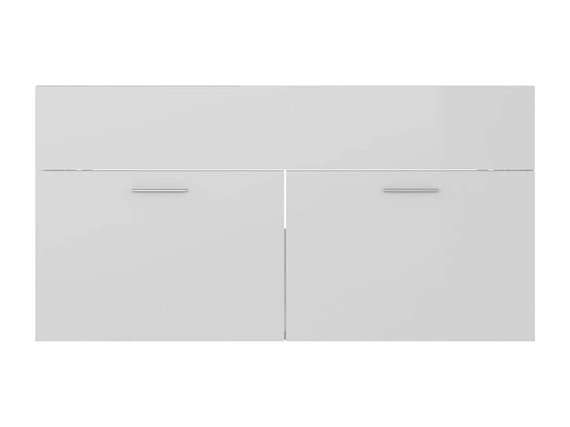 Waschbeckenunterschrank mit Einbaubecken Hochglanz-Weiß