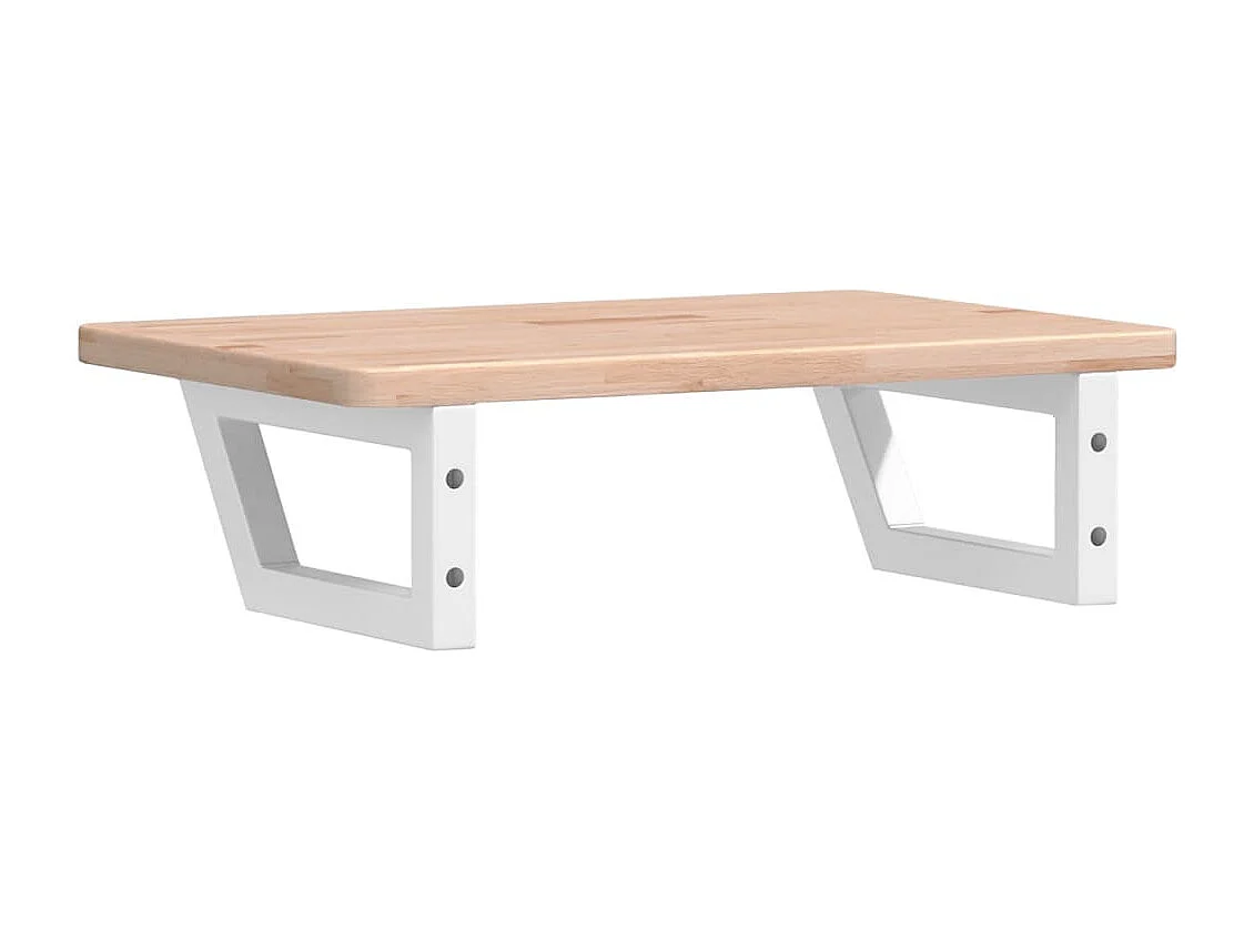 Estante de lavabo de pared de acero y madera maciza de roble