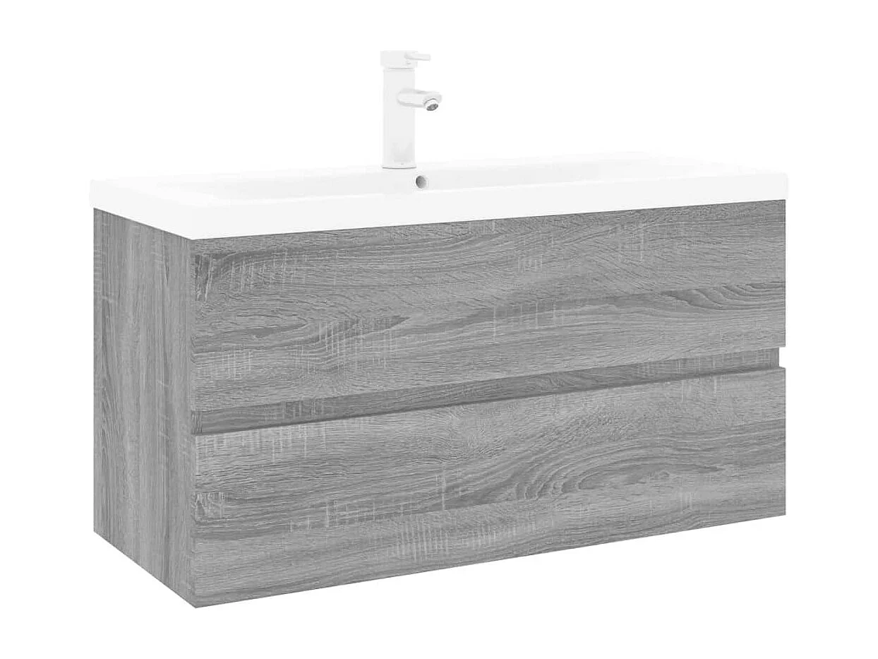 Meuble lavabo avec bassin intégré Sonoma gris Bois d'ingénierie