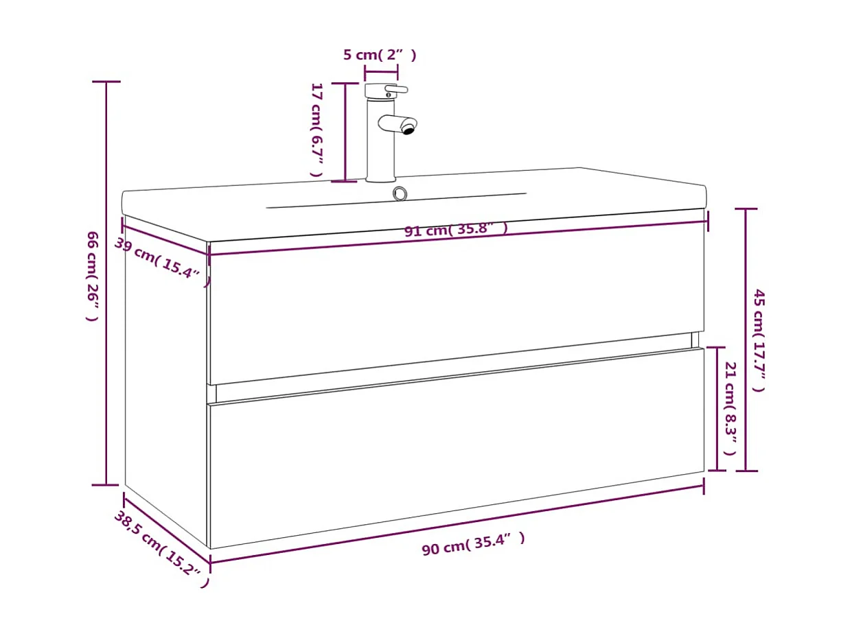 Meuble lavabo avec bassin intégré Sonoma gris Bois d'ingénierie