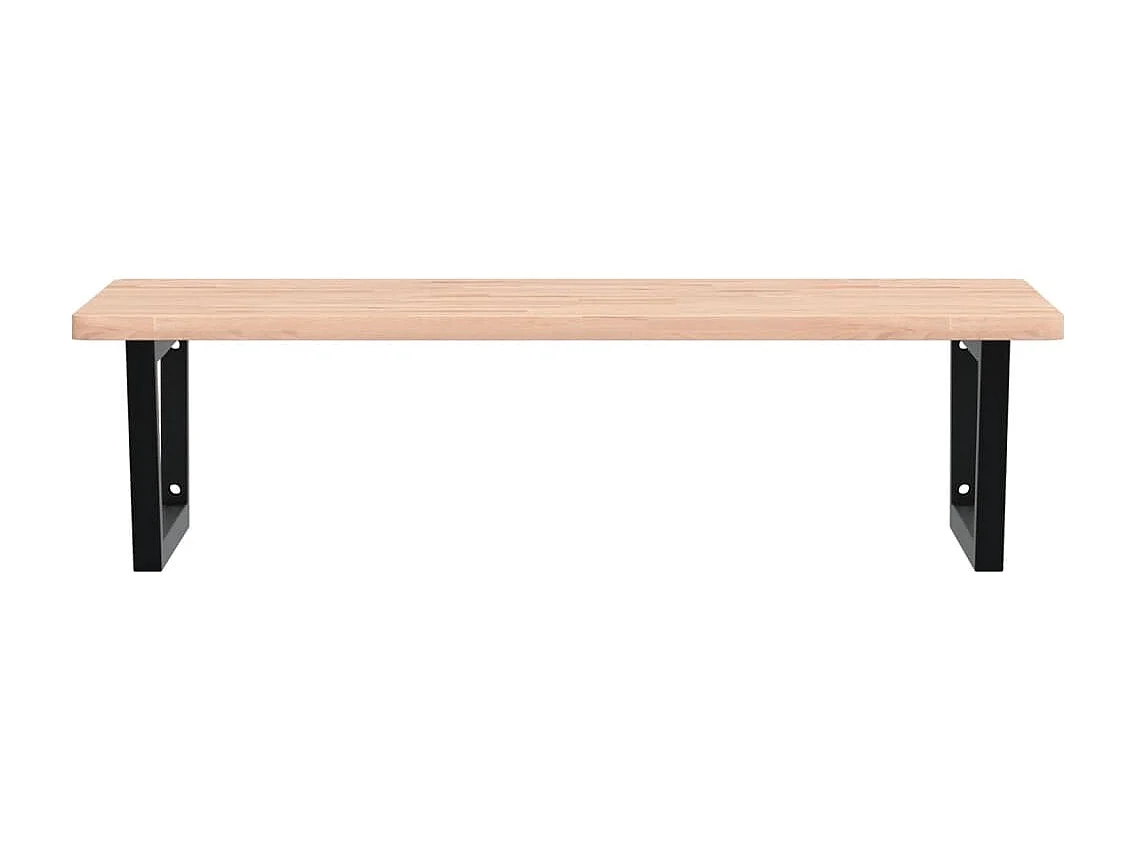 Estante de lavabo de pared de acero y madera maciza de haya