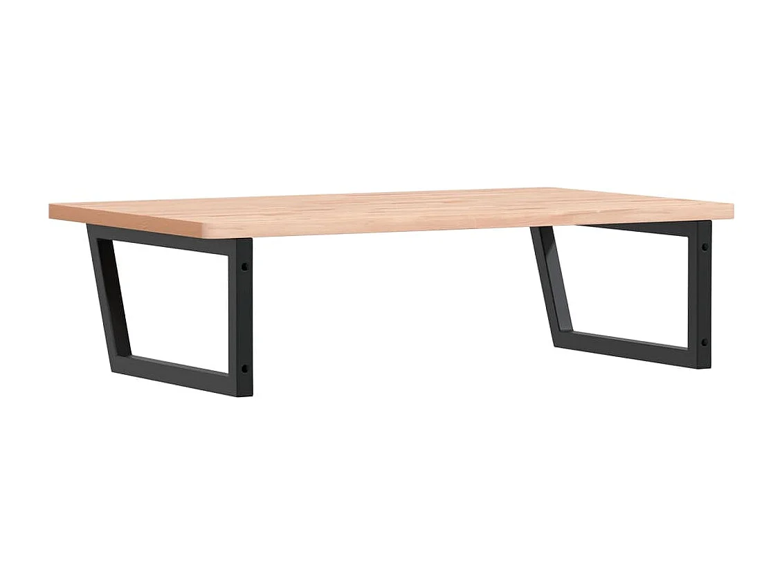 Estante de lavabo de pared de acero y madera maciza de haya