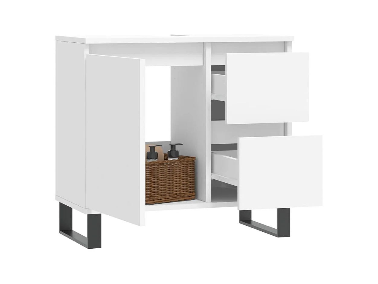 Armoire de salle de bain blanc 65x33x60 cm bois d'ingénierie