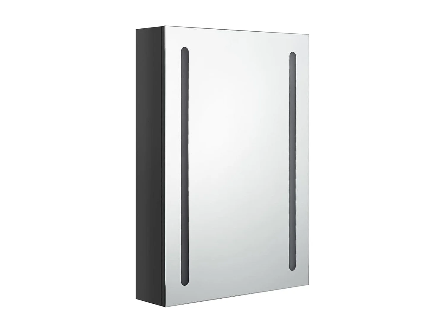 Armário espelhado casa de banho LED 50x13x70 cm preto brilhante