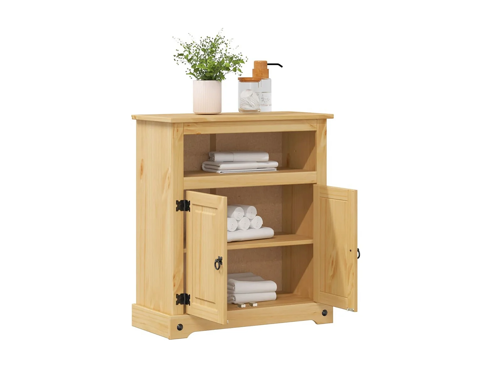 VidaXL Mobile Bagno Corona 45x33x80 Cm In Legno Massello Di Pino - Con Cassetto E Anta, Fissaggio A Parete