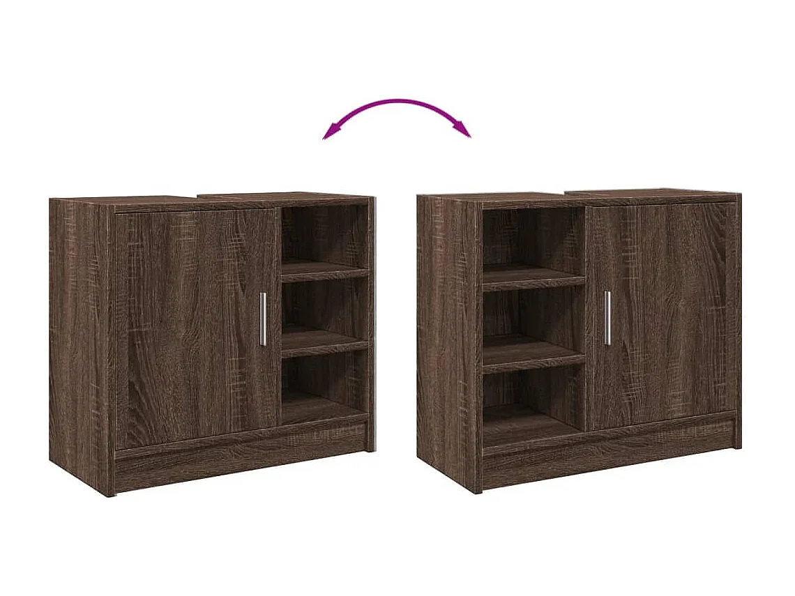 Mueble lavabo roble marrón 63x29x55 cm madera contrachapada