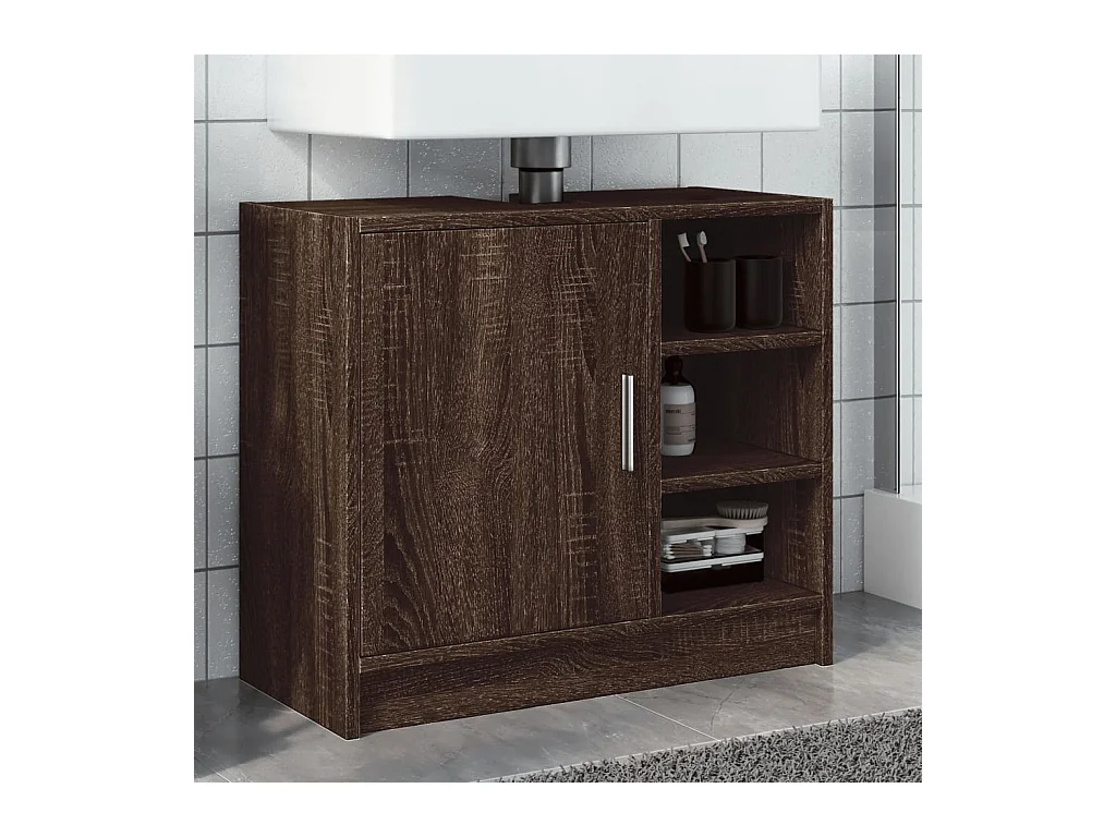 Mobile lavabo in rovere marrone 63x29x55 cm in derivati del legno