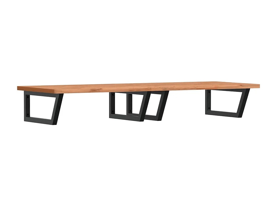 Ripiano a Parete per Lavabo in Acciaio e Massello di Faggio