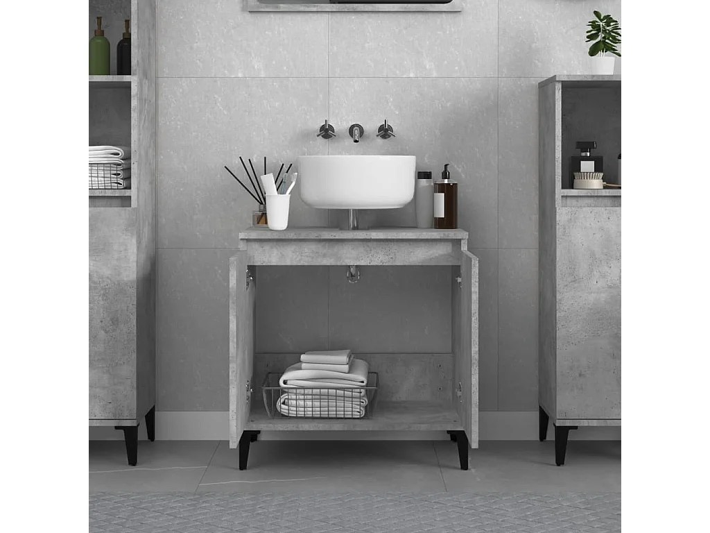 Meuble d'évier gris béton 58x33x60 cm bois d'ingénierie