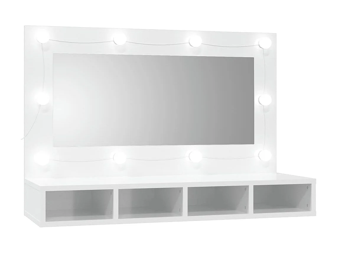 Armário espelhado com LED 90x31,5x62 cm branco brilhante