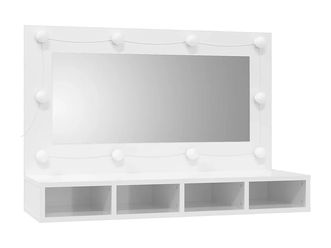 Armário espelhado com LED 90x31,5x62 cm branco brilhante