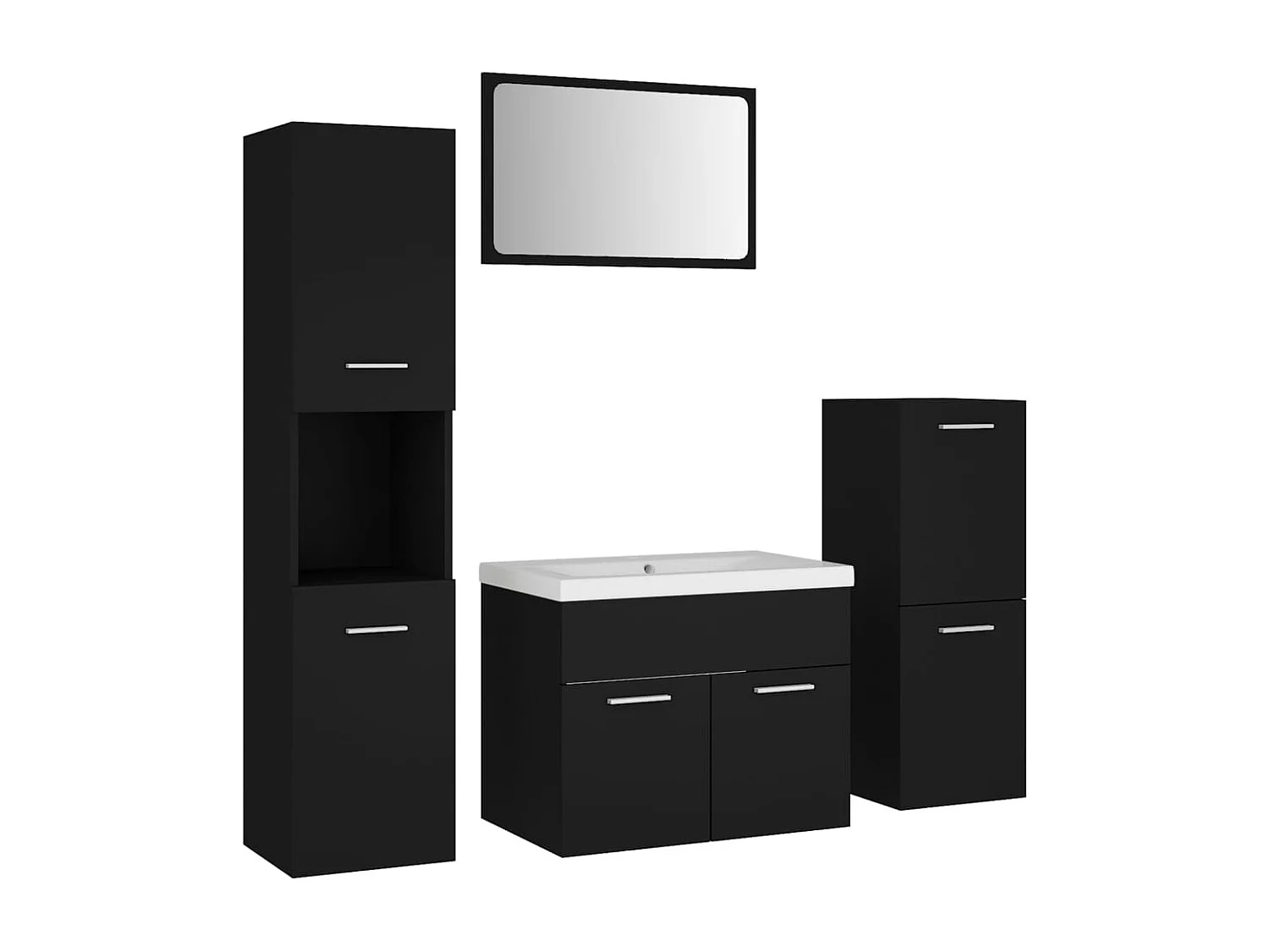 Conjunto de móveis de casa de banho em aglomerado preto