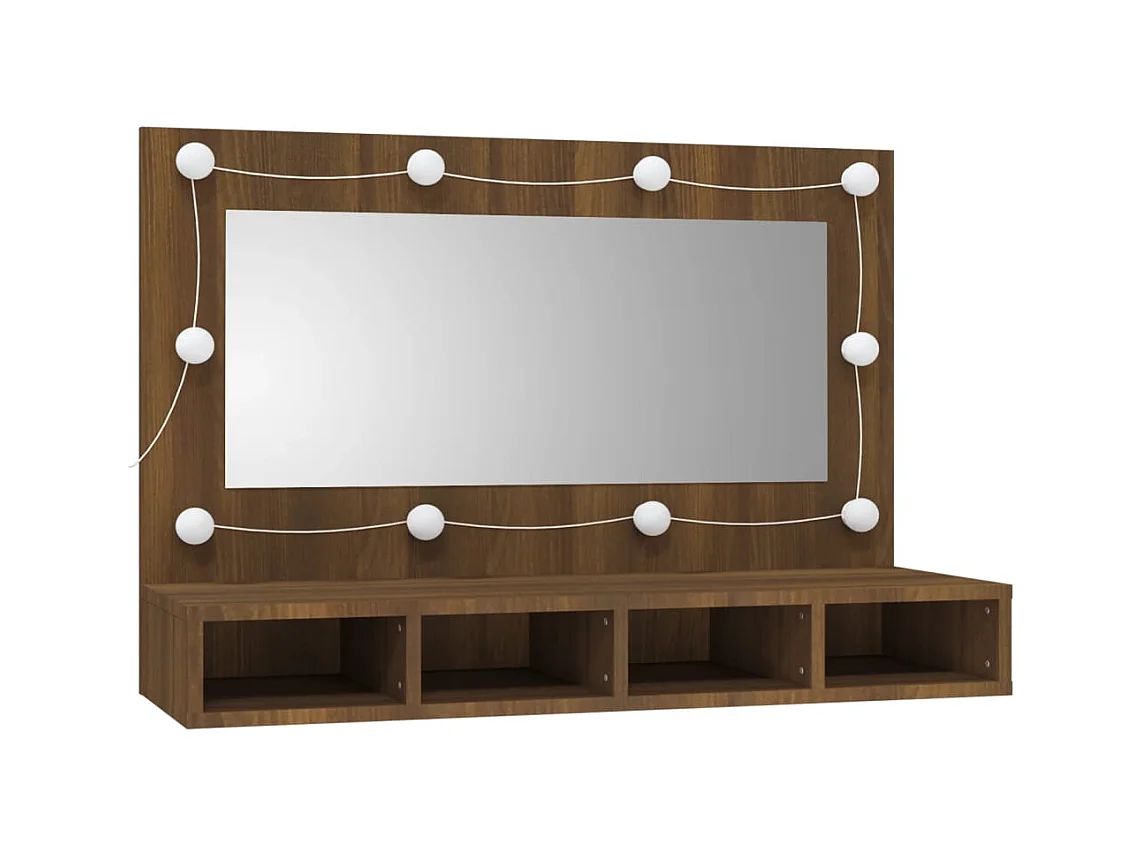 Armoire à miroir avec LED Chêne marron 90x31,5x62 cm