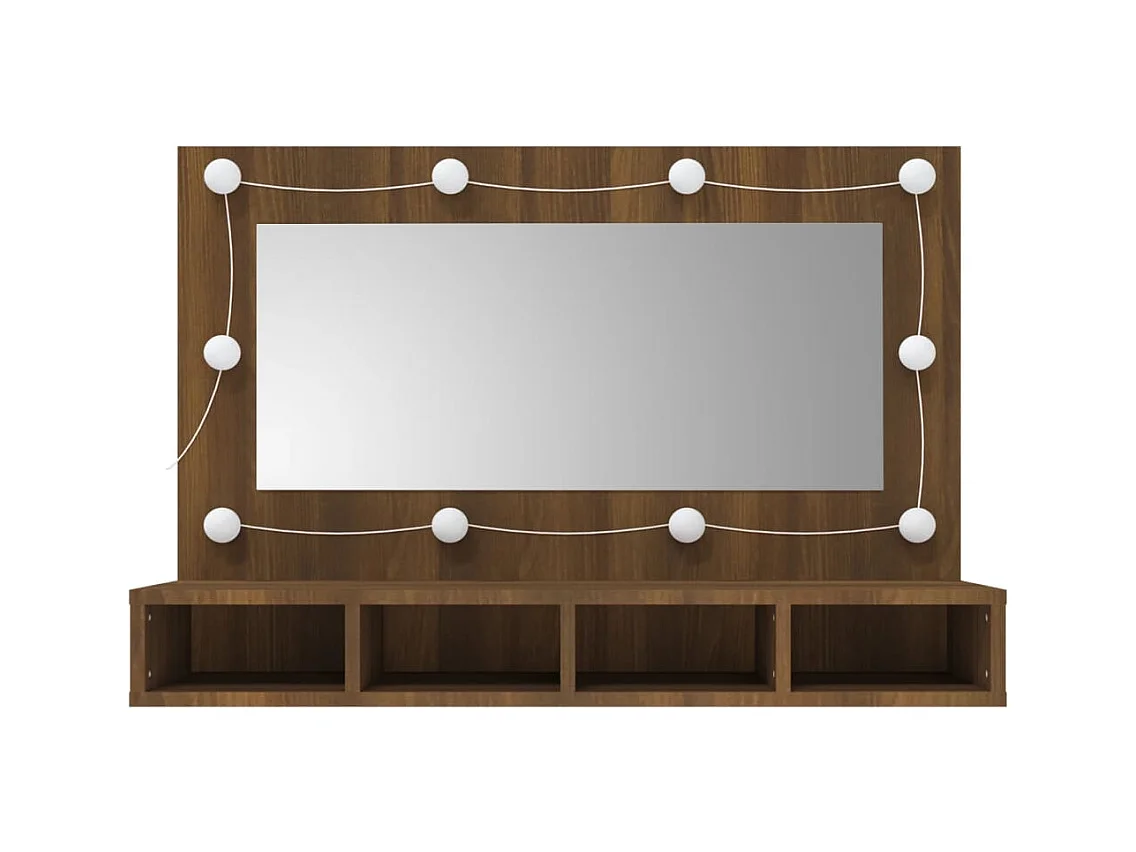 Armoire à miroir avec LED Chêne marron 90x31,5x62 cm