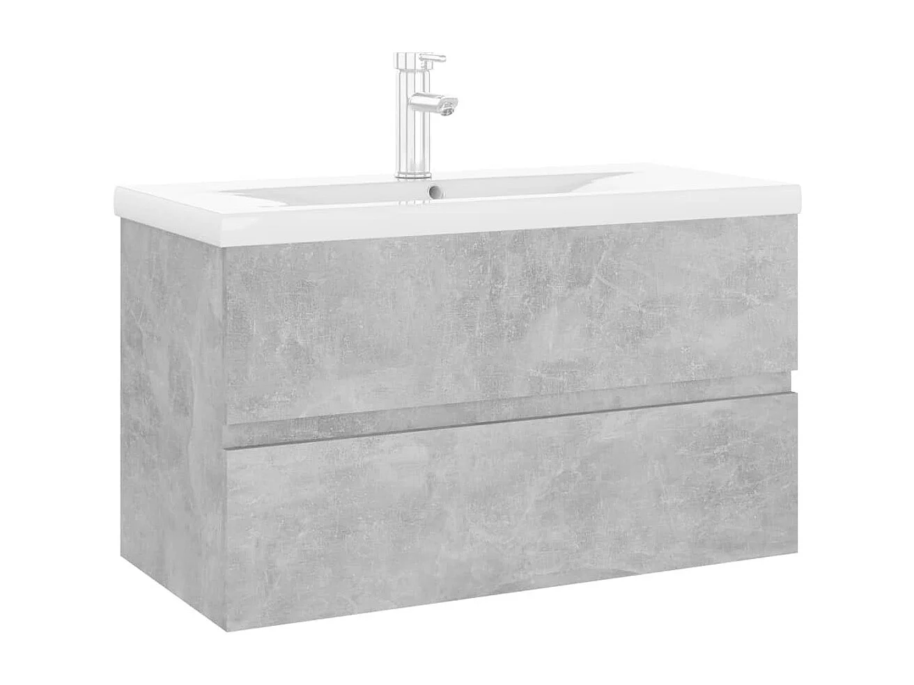 Armoire d'évier et lavabo intégré gris béton bois d'ingénierie