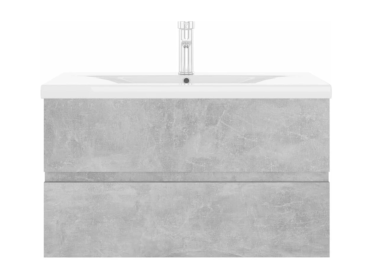 Armoire d'évier et lavabo intégré gris béton bois d'ingénierie