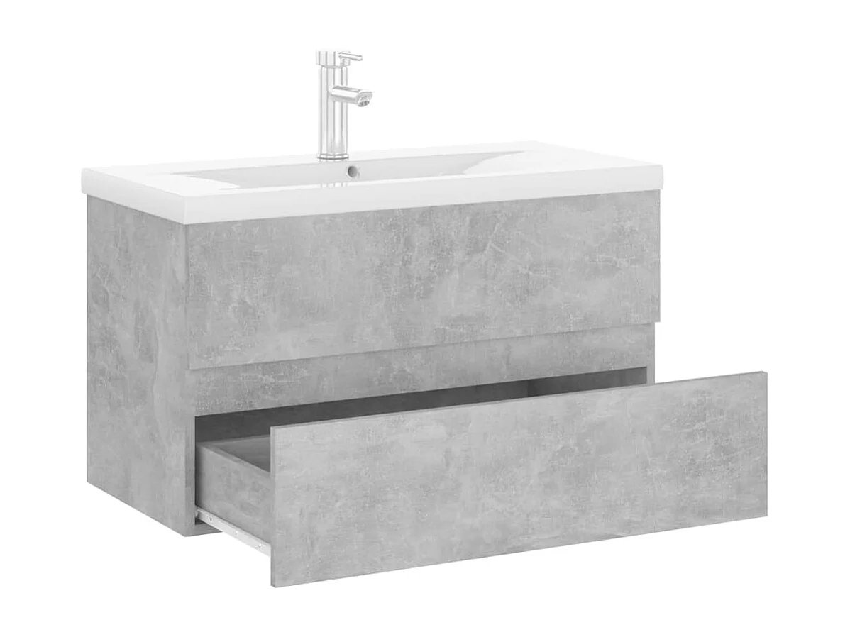 Armoire d'évier et lavabo intégré gris béton bois d'ingénierie